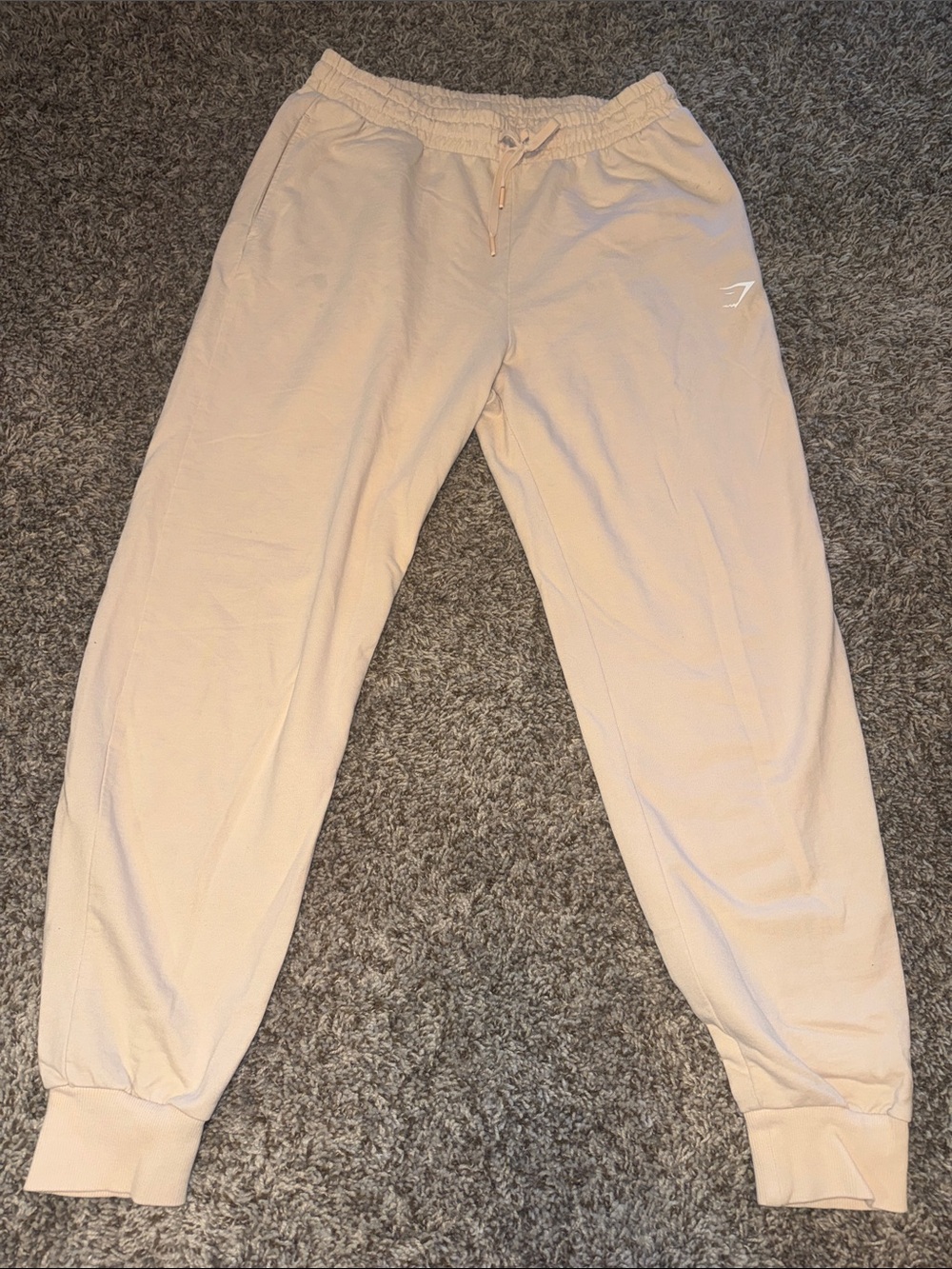 Gymshark Beige Logo Drawstring Joggers